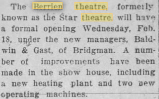 Berry Theatre - 1925 16 Feb